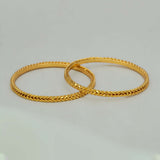 Traditional Wheat Design Gold Plated Bangles showcasing intricate woven craftsmanship and elegant spiral patterns.