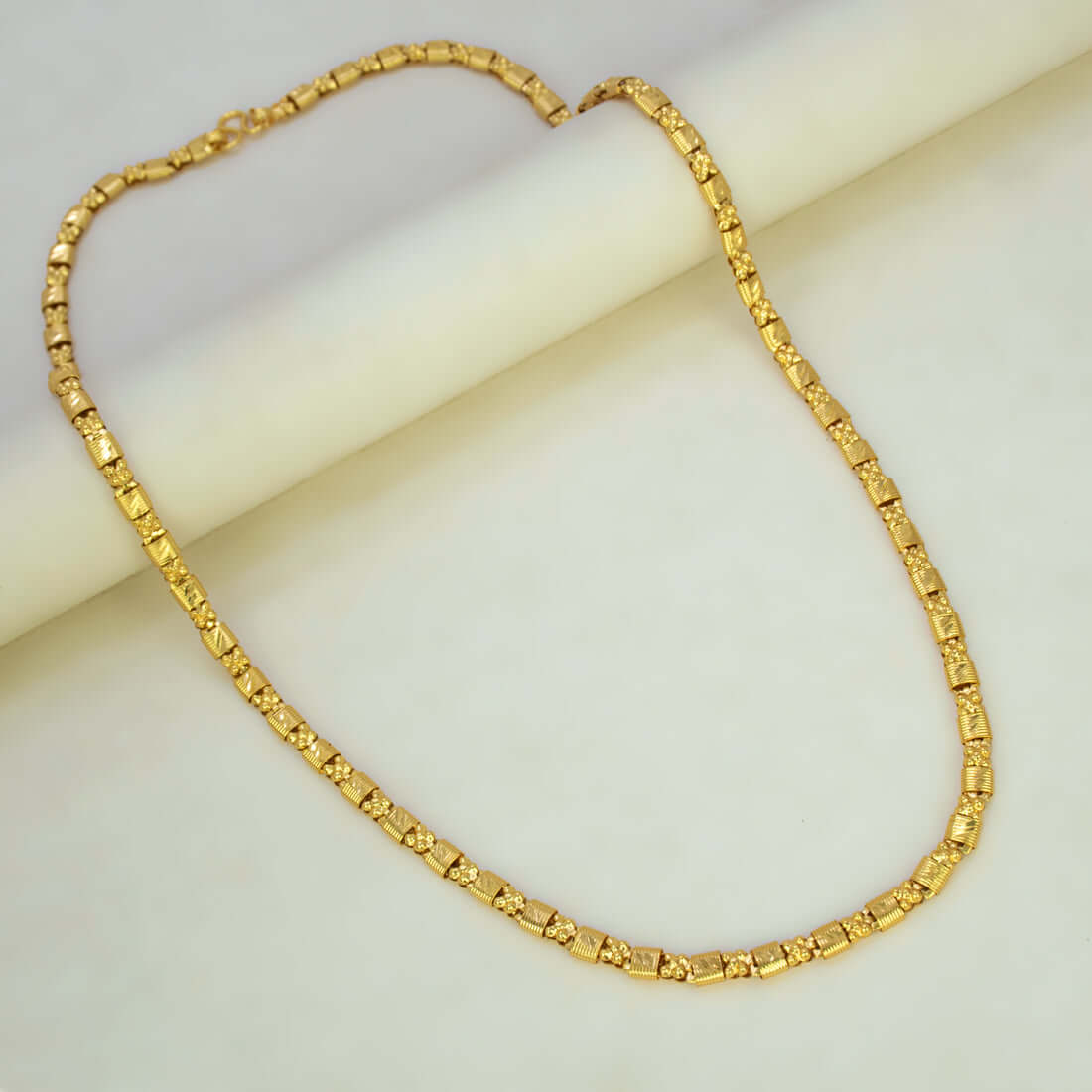 Designer Gold Plated Block Flower Chain