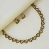 Victorian Antique Gold Stone Heart Necklace Set
