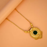 Stunning Gold Plated Big Round Enamel Pendant Necklace