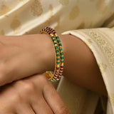 Stunning Gold Plated Crystal And Golden Beads Bangles
