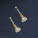 Stunning Gold Plated Geometric Design CZ Bugadi Earrings