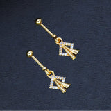 Stunning Gold Plated Geometric Design CZ Bugadi Earrings