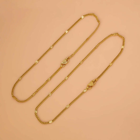 Stylish Gold Plated Disc Design Curb Link Chain