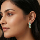 Stylish Golden Oval Stone Drop Earrings