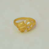 Textured Gold Plated Double Heart Finger Ring