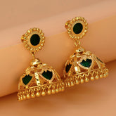 Traditional Gold Plated Green Palakka Jhumka Earrings