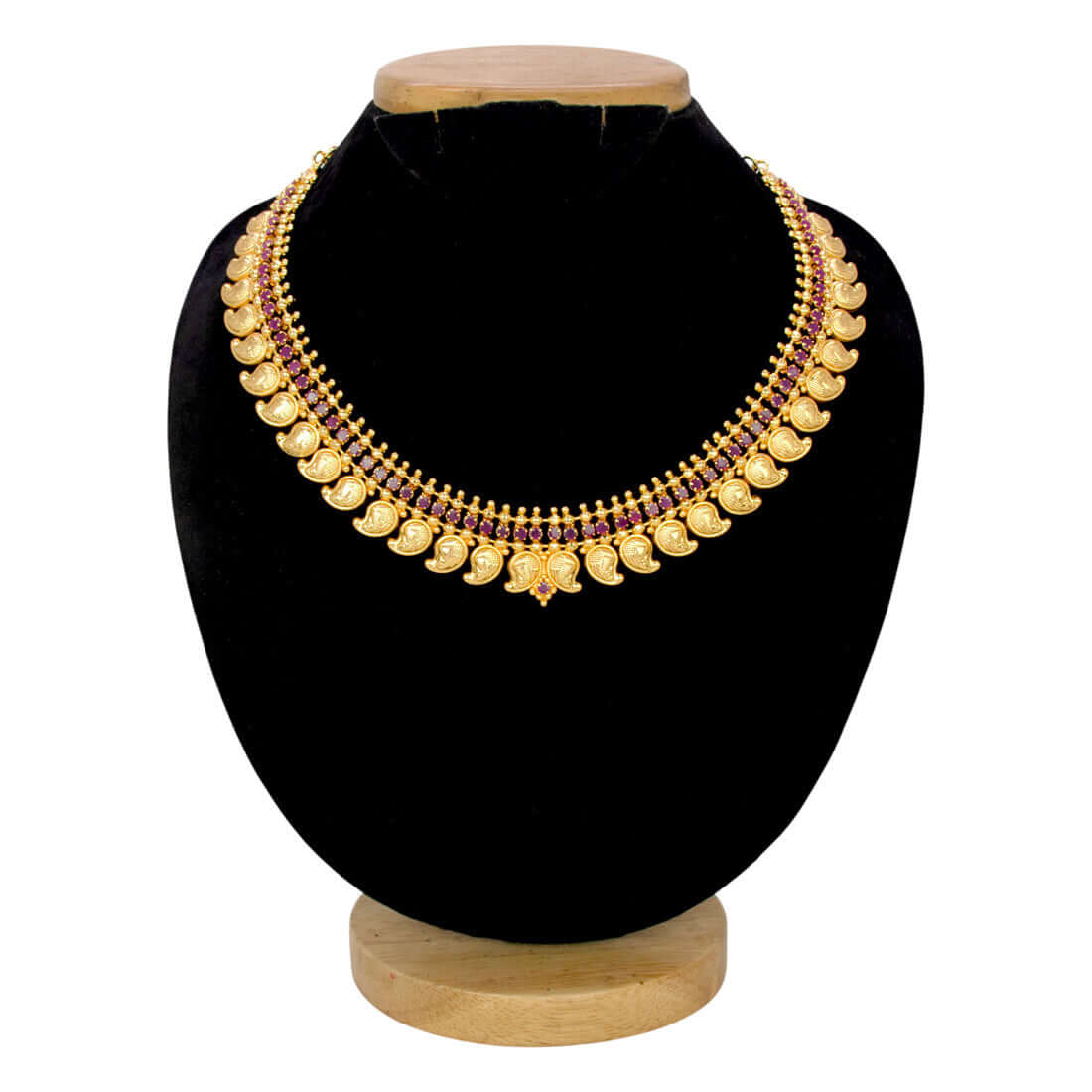 Traditional-Gold-Plated-Ruby-Paisley-Necklace-Dmo