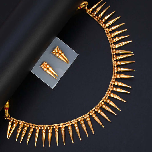 Traditional Antique Matte Jasmine Spike Necklace Set