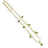 Gold-plated necklace with small Emerald Green stone pendants