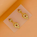 Trendy Small Gold Plated CZ Drop Earrings featuring floral motifs and cubic zirconia for girls.