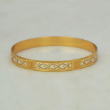 Two-Tone Wave Design Gold-Plated Bangle