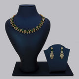 Victorian Antique Gold Finish CZ Necklace Set - Emerald- CZ