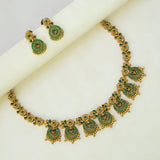 Victorian Antique Emerald Stone Necklace Set