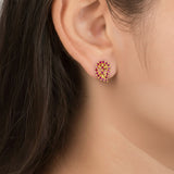 Stunning Gold Plated Ruby Stone Mango Paisley Ear Studs
