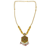 Alluring Gold Plated Hexagonal Pendant Chain Necklace - KSupreme