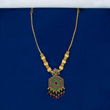 Alluring Gold Plated Hexagonal Pendant Chain Necklace - KSupreme