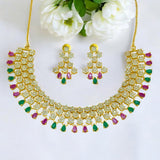 Alluring Premium Ruby Emerald CZ Star Necklace Set - KSupreme