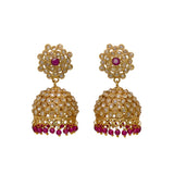 Antique Gold Plated Beads Hanging Kundan Jhumka Earrings - KSupreme
