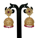 Antique Gold Plated Beads Hanging Kundan Jhumka Earrings - KSupreme