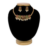 Antique Gold Plated Floral Kemp Stones Choker Set - K Supreme