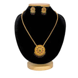 Antique Gold Plated Floral Stone Pendant Necklace Set - K Supreme