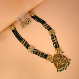 Antique Lakshmi Dark Green Beaded Long Haram Set - K Supreme