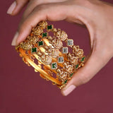 Antique Matte Finish Lakshmi Enamel Bangle - K Supreme