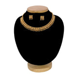 Antique Matte Gold Multi - layer Beaded Choker Necklace Set - K Supreme