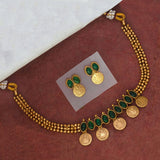 Antique Triple Layer Stone Lakshmi Kashu Necklace Set - KSupreme