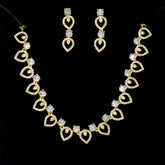 Appealing Gold Plated American Diamond Tear Drop Necklace Set - K Supreme