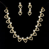 Appealing Gold Plated American Diamond Tear Drop Necklace Set - K Supreme