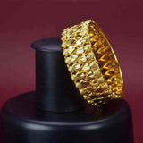 Gold Plated Designer Broad Heart Bangle
