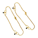 Black Crystal Hanging Gold Plated Double Hearts Anklets Payal - KSupreme