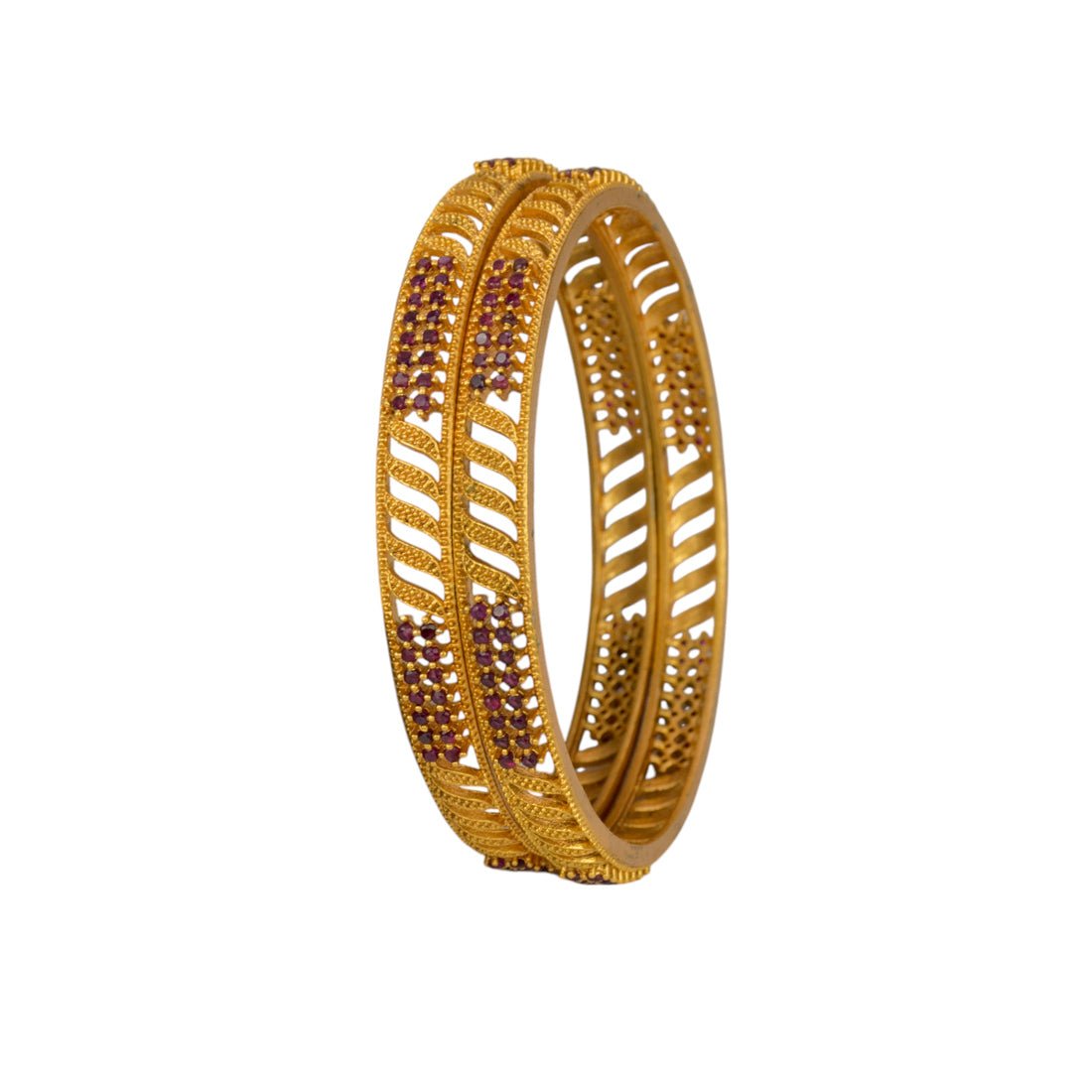 Chettinad Designer Matte Ruby Stone Bangles - KSupreme