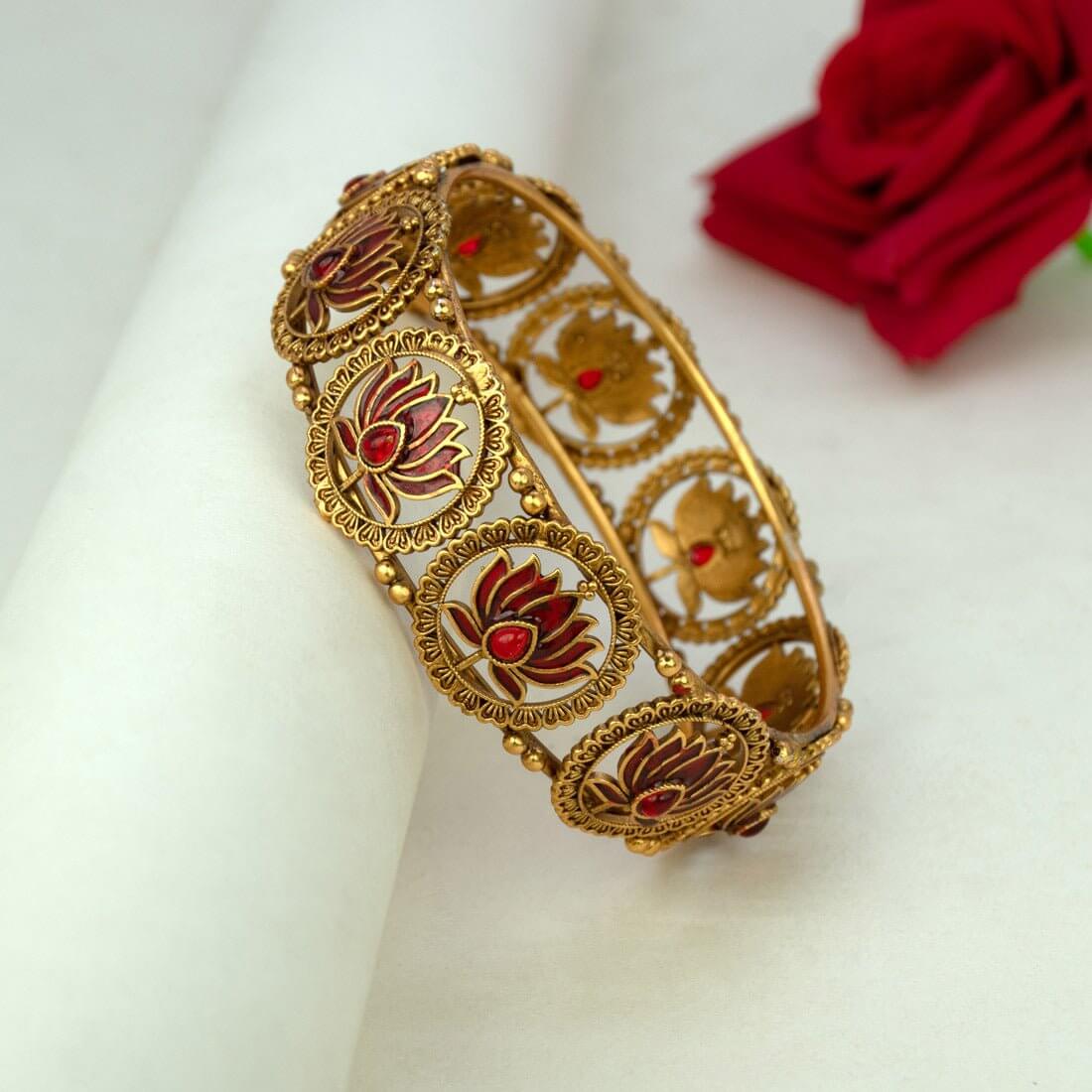 Contemporary Matte Finish Kemp Lotus Bangle - KSupreme