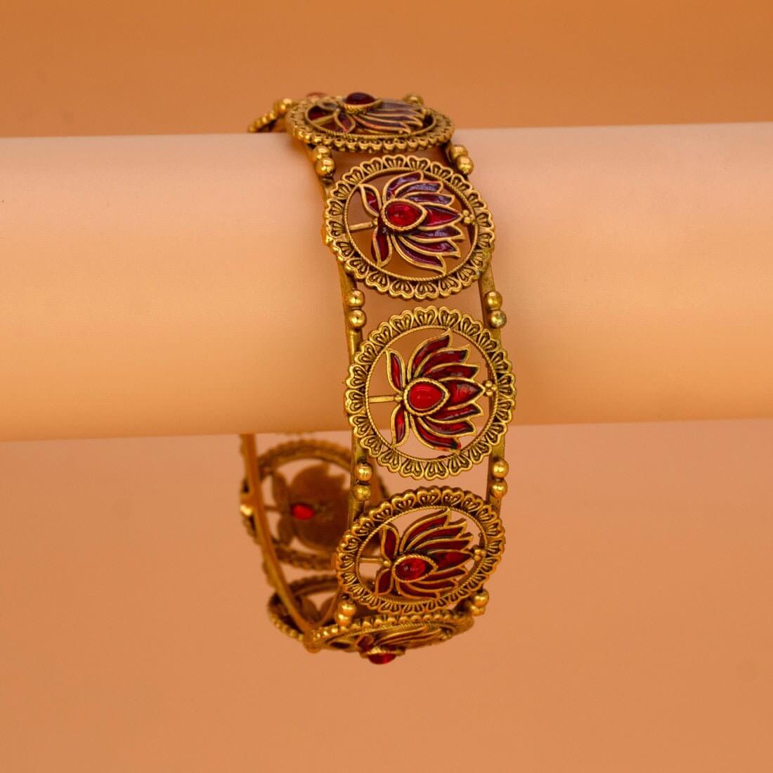 Contemporary Matte Finish Kemp Lotus Bangle - KSupreme