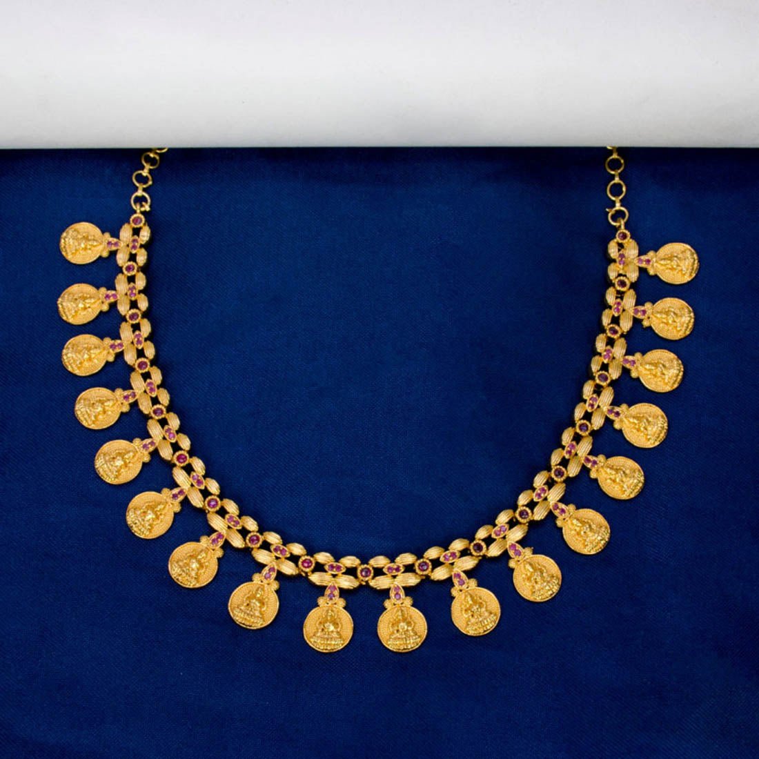 Contemporary Semi - precious Stone matte Lakshmi Kasu Necklace - K Supreme
