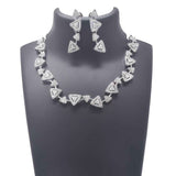 Contemporary Triangle Design American Diamond Necklace Set - K Supreme