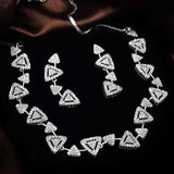Contemporary Triangle Design American Diamond Necklace Set - K Supreme