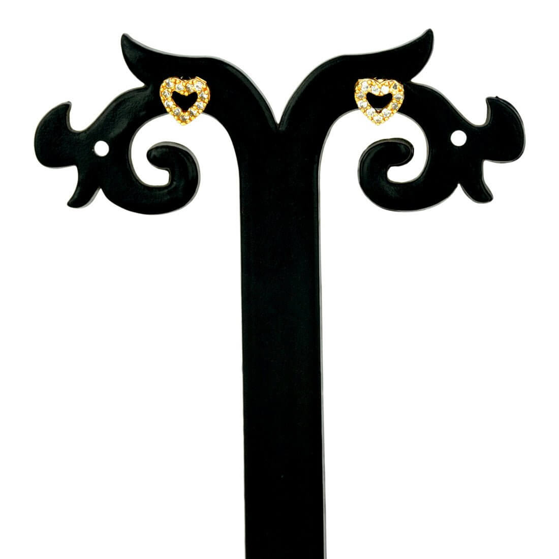 Cute Small Gold Plated CZ Heart Ear Studs - K Supreme