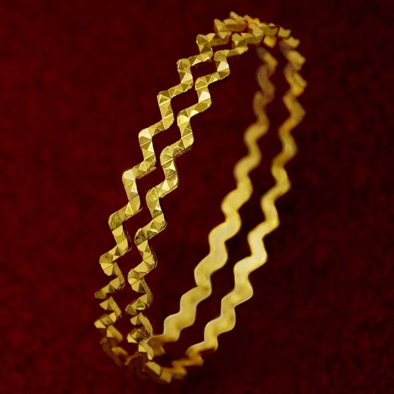 Daily wear Designer Gold Plated Zigzag Bangles - KSupreme
