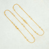 Delicate Gold Plated Curb Chain Twin Beaded Anklets - K Supreme