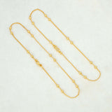 Delicate Gold Plated Curb Chain Twin Beaded Anklets - K Supreme
