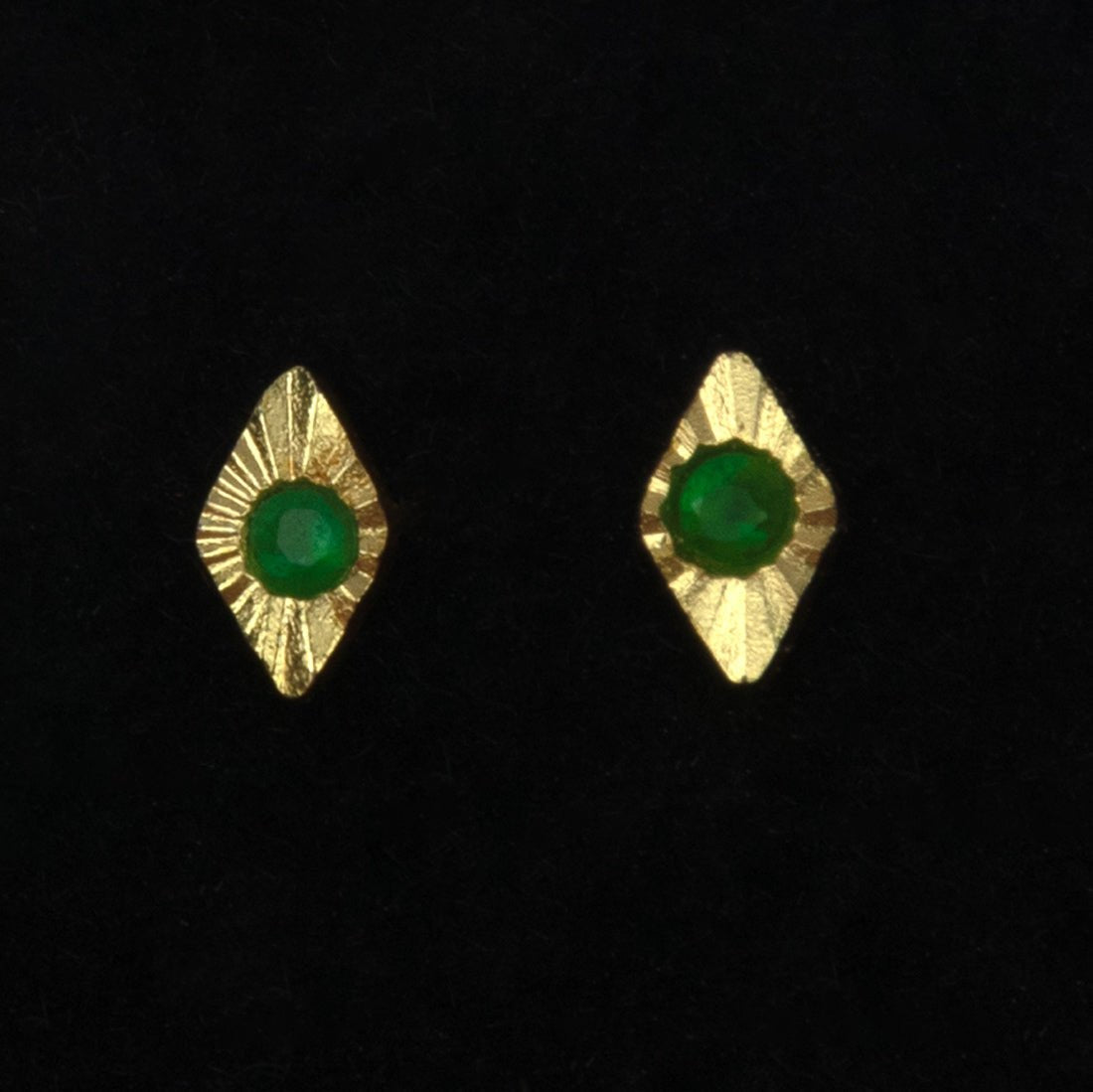 Diamond - cut Gold Plated Emerald Second Studs - K Supreme