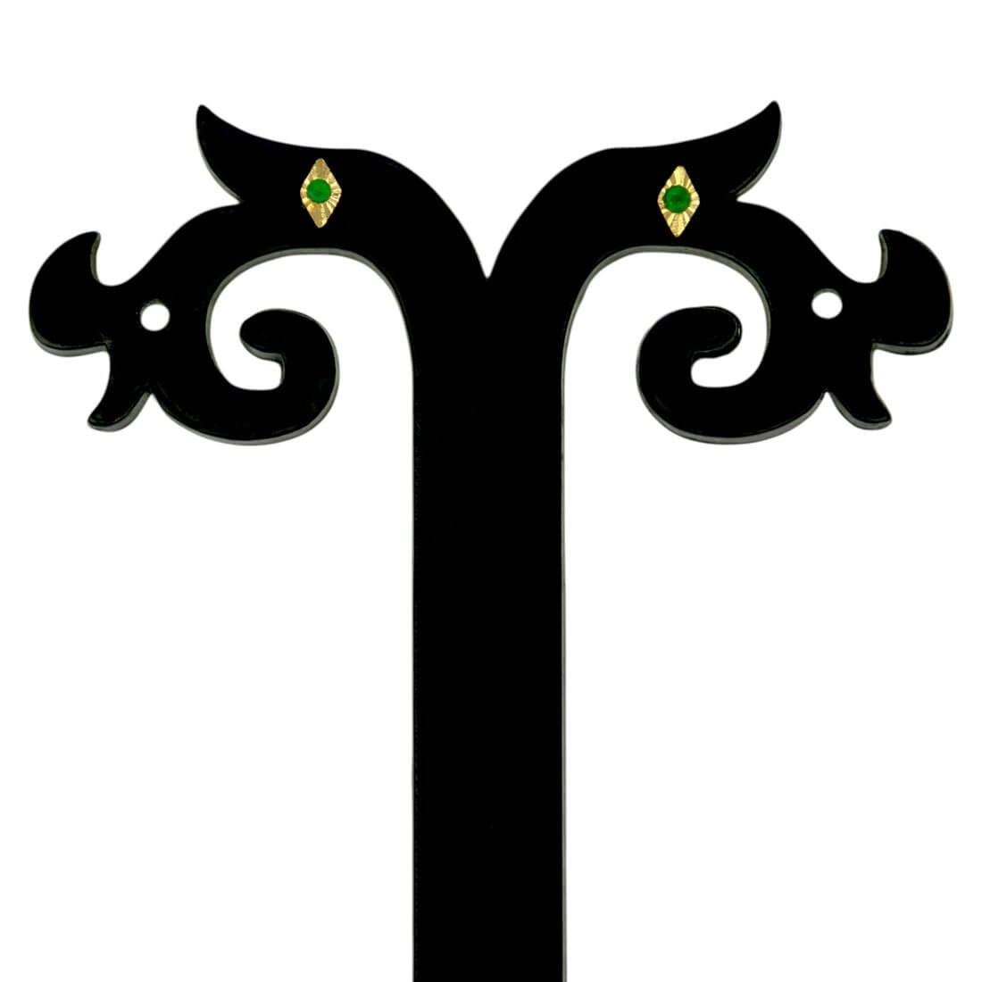 Diamond - cut Gold Plated Emerald Second Studs - K Supreme
