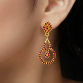 Stylish Gold-Plated Ruby Stone Drop Earrings