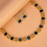 Elegant Antique Floral Square Stone Sufi Necklace Set - K Supreme