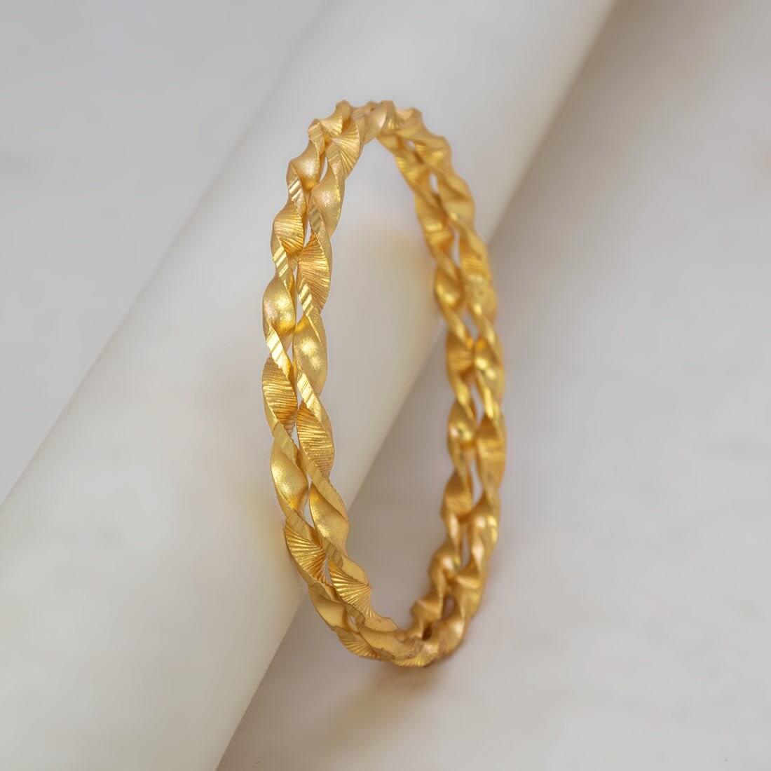 Elegant Gold Foamed Designer Spiral Bangles - K Supreme