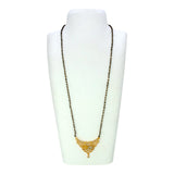 Elegant Gold Plated CZ Twin Peacock Pendant Mangalsutra